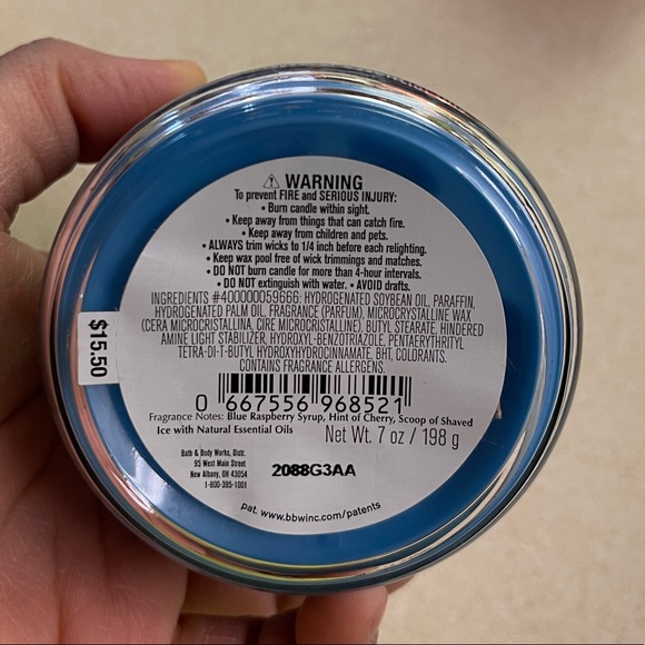 NWT Bath & Body Works Single Wick Candle BLUE RASPBERRY SNOW CONE - Picture 2 of 3